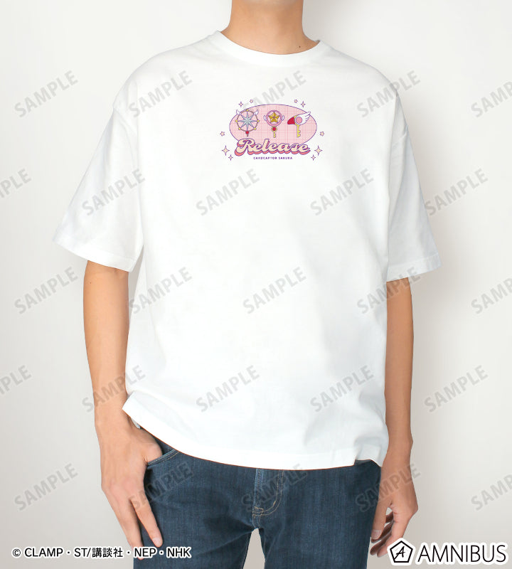 카드캡터 사쿠라 키 모티브 BIG 실루엣 티셔츠 유니섹스