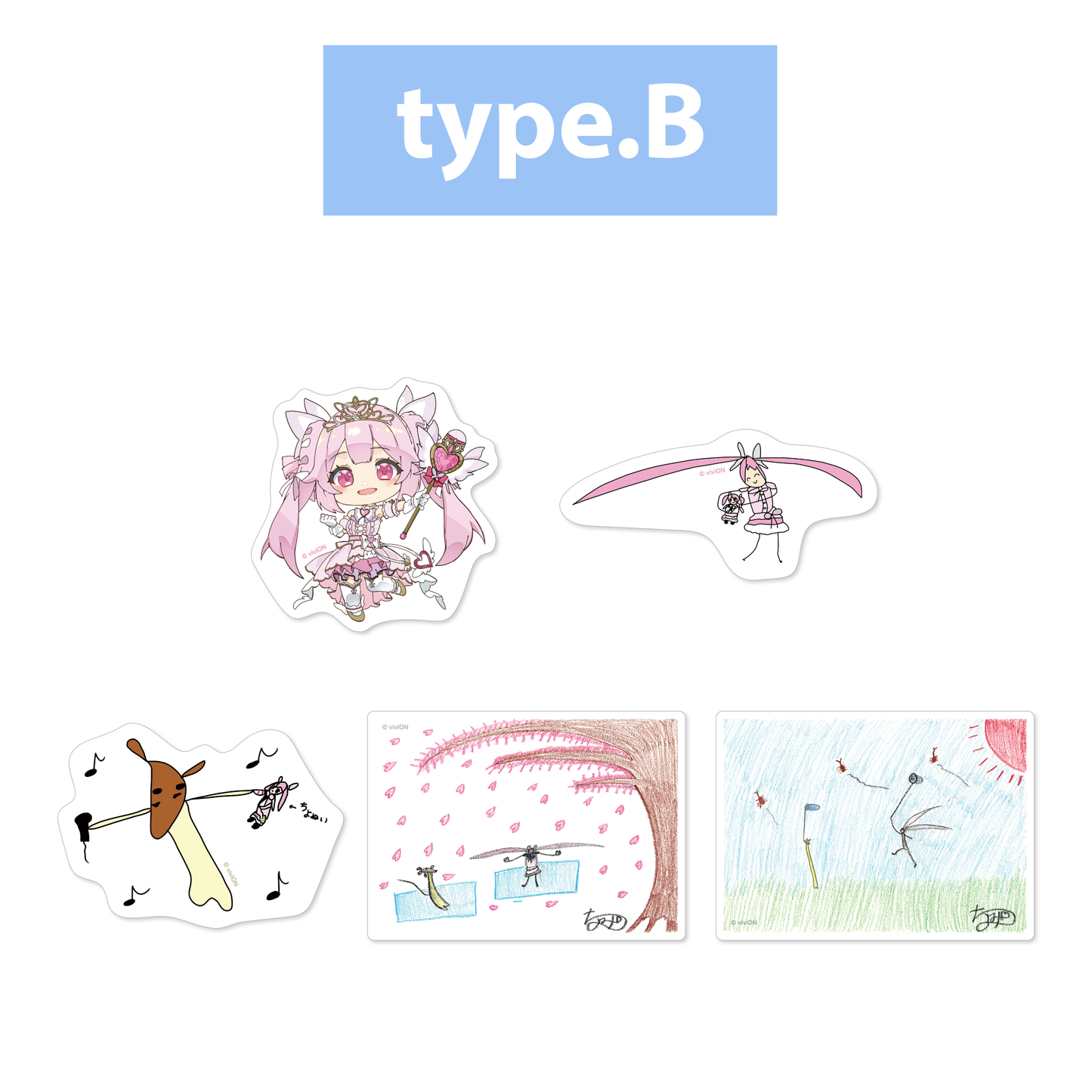 Aogiri High School Chiyomi Chiyoura 1st ONE-MAN LIVE "illusion" goods - sticker set with illustration by Chiyomi type.B