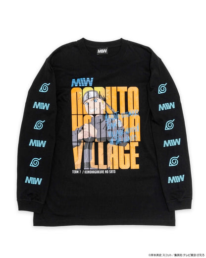 crew neck long sleeve tee（hide）NARUTO black