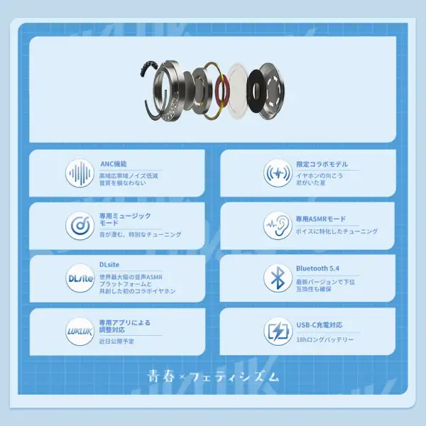 ASMRモード搭載】完全ワイヤレスイヤホン 青春 x フェティシズム ASMRモード搭載】完全ワイヤレスイヤホン 青春 x フェティシズム