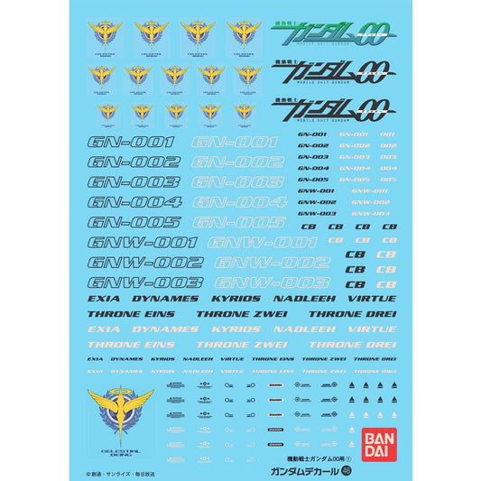 機動戦士ガンダムOO ダブルオー1 ソレスタルビーング SR用 ガンダムデカールNo.46